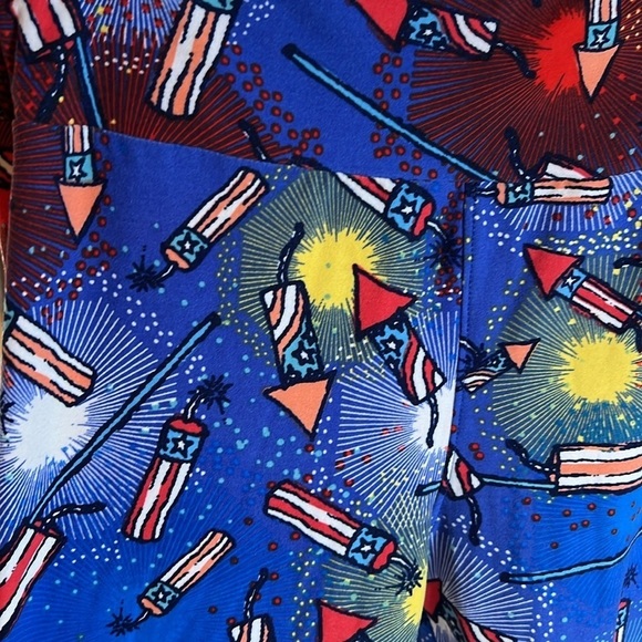 LuLaRoe Americana Fourth Of July Leggings Fireworks Blue Size OS 2-10 - Picture 2 of 4